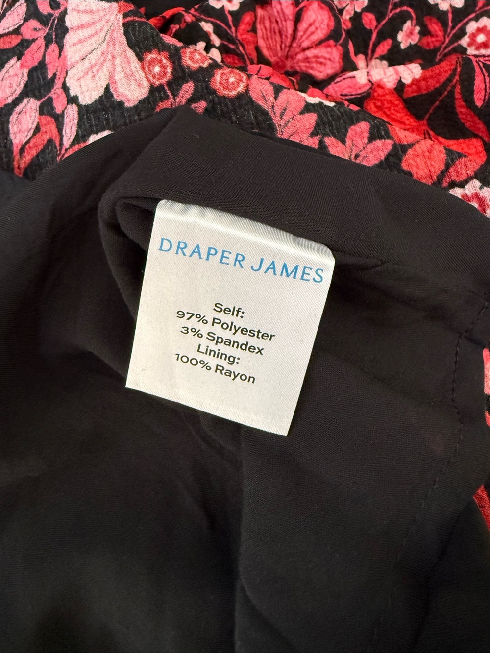 NWT DRAPER JAMES Floral V-Neck Long Sleeve Midi Dress - Pink/Black - Picture 7 of 7